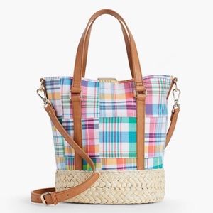 Talbots Madras Plaid Bucket Satchel